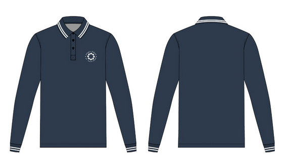 ISSI 3yr-3rd grade Boys Polo Shirt white pipping with white logo (long Sleeve)