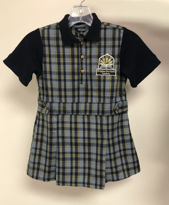 BHA Elementary Girls Plaid Dress Short Sleeve