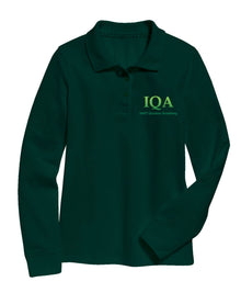  IQA Boys Elementary Long Sleeve Polo Shirt - Hunter Green