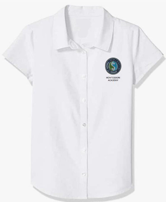 NCMA Middle School Girls White Button Down Shirt